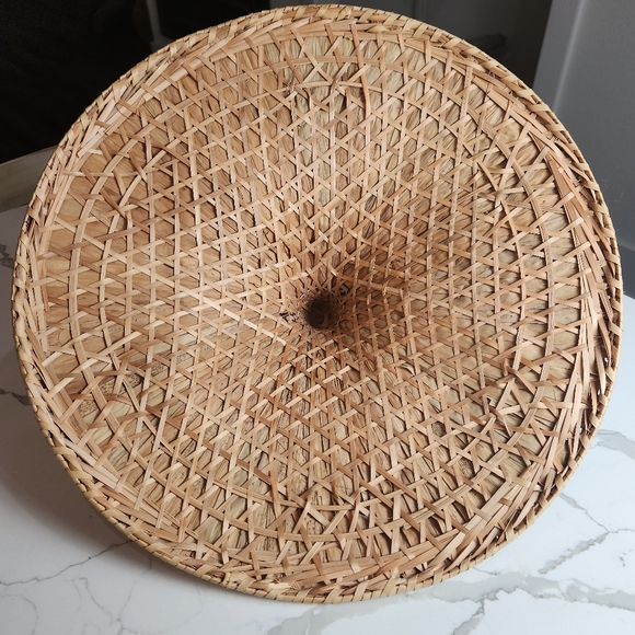 Vintage Asian Conical Rattan Leaf Rickshaw Coolie Hat Cantonese Chinese Handmade - Picture 11 of 12